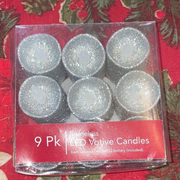 NEW Silver Flameless LED Votive Candles - 9 Pack - Picture 1 of 5